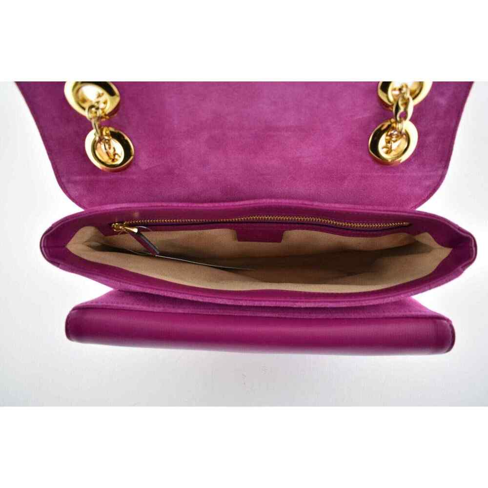 Gucci Marina Small Fuchsia Pink Suede Gold Logo Chain Shoulder Crossbody Bag - Picture 12 of 12